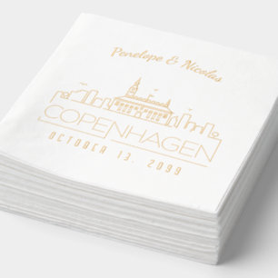 Gold Foil Personalised Copenhagen Wedding Napkins