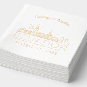 Gold Foil Personalised Ecuador Wedding Napkins