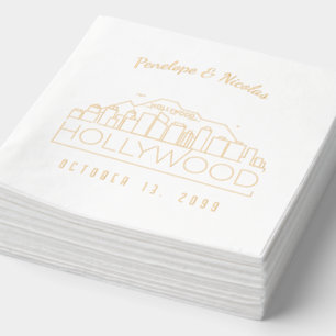 Gold Foil Personalised Hollywood Wedding Napkins