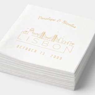 Gold Foil Personalised Lisbon Wedding Napkins