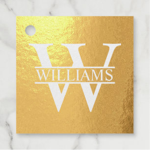 Gold Foil Personalised Monogram and Name Favour Tags