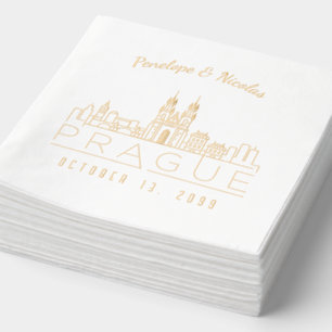 Gold Foil Personalised Prague Wedding Napkins