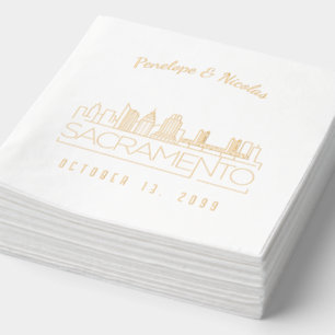 Gold Foil Personalised Sacramento Wedding Napkins