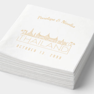 Gold Foil Personalised Thailand Wedding Napkins