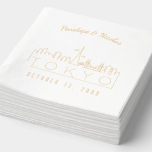 Gold Foil Personalised Tokyo Wedding Napkins
