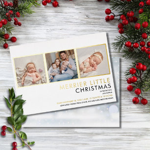 Gold Foil Photo Christmas Birth Announcement