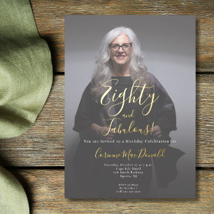 Gold Foil photo Eighty & Fabulous 80th Birthday