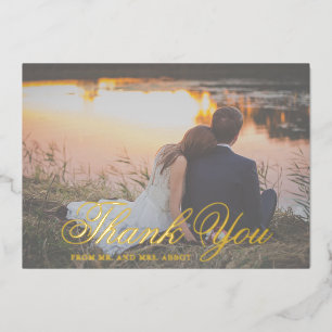 Gold Foil Photo Elegant Wedding Thank You Card