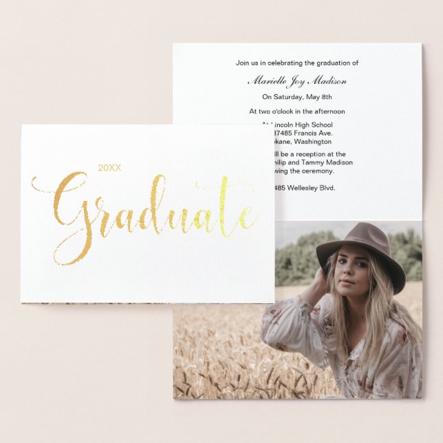 Gold Foil Photo Graduation Announcement (Display)