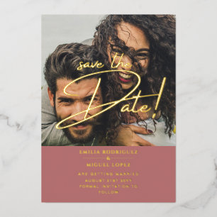 GOLD Foil Photo Overlay Rose Save Date Wedding