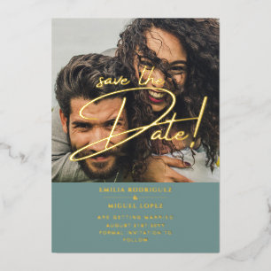 GOLD Foil Photo Overlay Sage Save Date Wedding