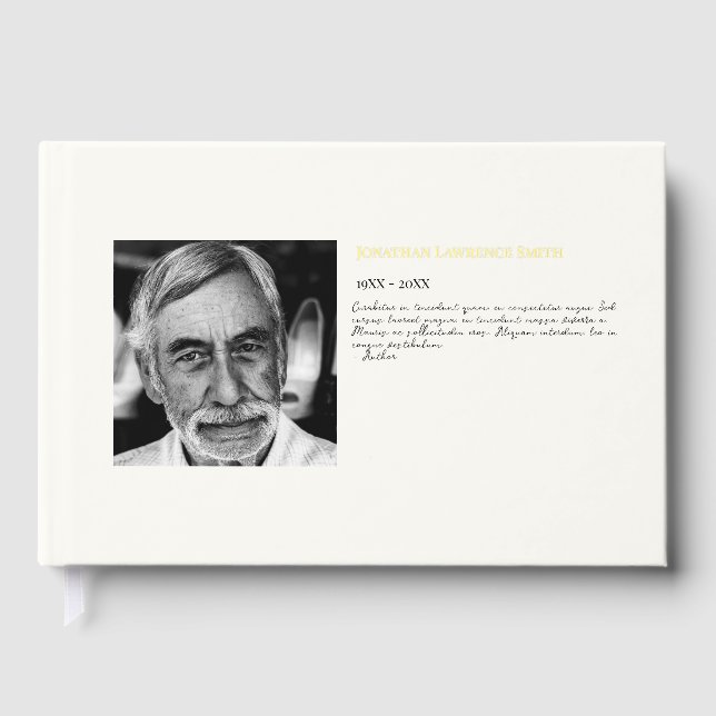Gold foil photo quote celebration of life funeral guest book (Front)