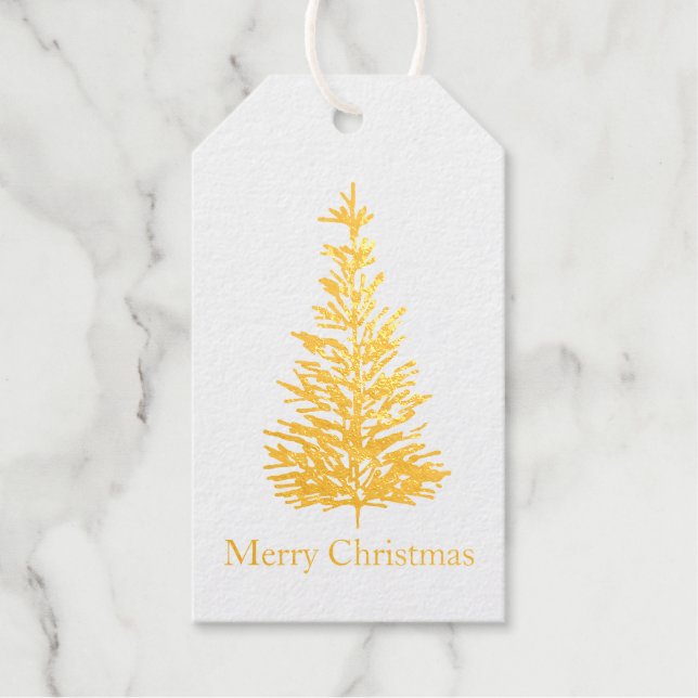 Gold Foil Pine Tree Gift Tags (Front)
