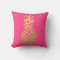 Gold Foil Pineapple Pink Throw Pillow