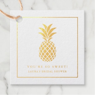 Gold foil pineapple - you're so sweet - tropical favour tags