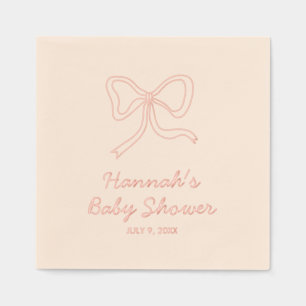 Gold Foil Pink Coquette Bow Baby Shower Napkins