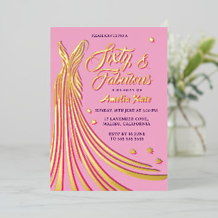 Gold Foil Pink Gown 60th Birthday Party Real