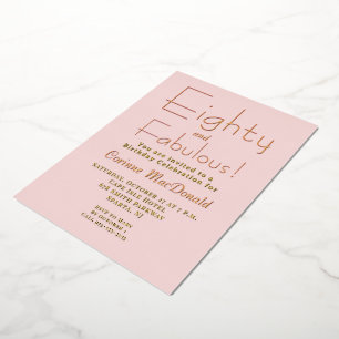 Gold Foil Pink Seventy & Fabulous 80th Birthday