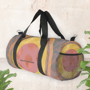 Gold Foil Pink Turquoise Vintage Trendy Name Duffle Bag