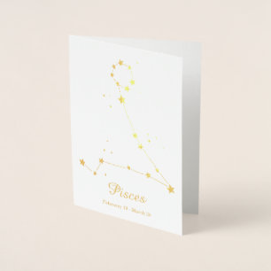 Gold Foil Pisces Zodiac Sign Constellation Card