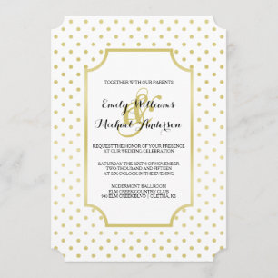 Gold Foil Polka-Dots Modern Wedding Invitation