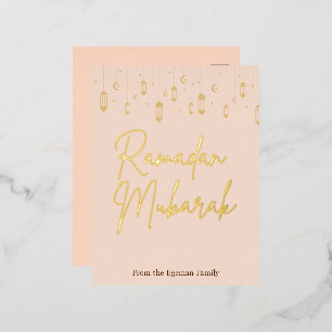 Gold foil pressed Ramadan Mubarak Ramadan  Invitation Postcard