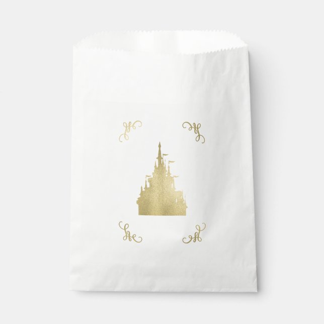 Gold Foil Princess Flag Castle Storybook Party Favour Bags (Front)
