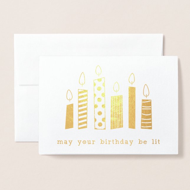 Gold Foil Pun Birthday Candles Foil Card (Front With Envelope)