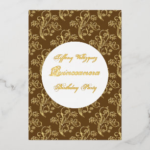Gold foil Quinceanera invitation Birthday Party