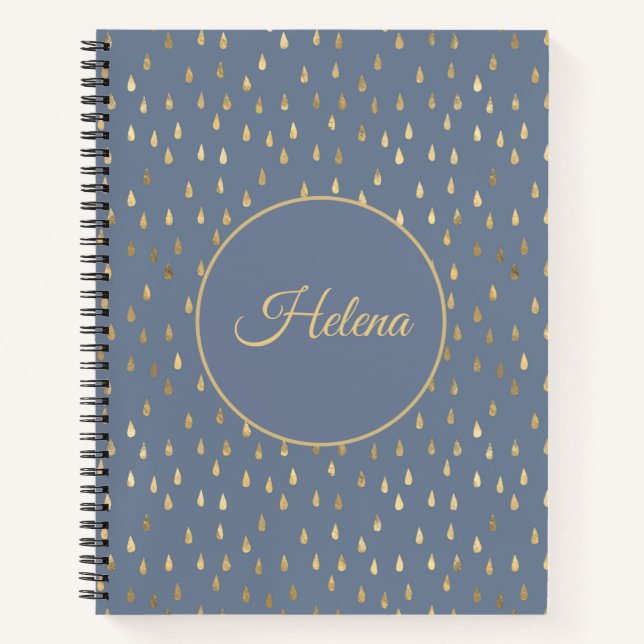 Gold Foil Raindrop Pattern Notebook  (Front)