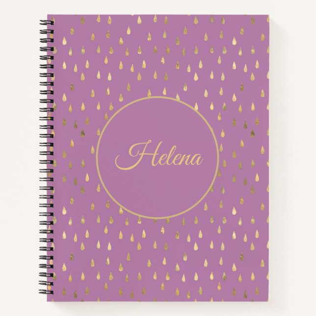 Gold Foil Raindrop Pattern Notebook  (Front)