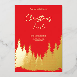 Gold Foil Red Pine Tree Christmas Lunch