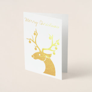 Gold Foil Reindeer Christmas Greeting Card