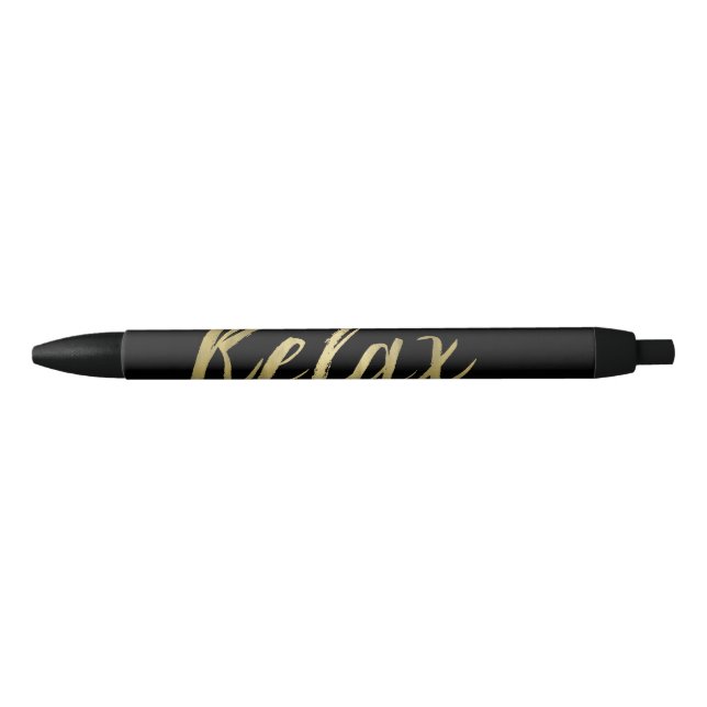 Gold Foil Relax Black Ink Pen (Front)