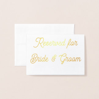 Gold Foil Reserved Bride and Groom Sign Card