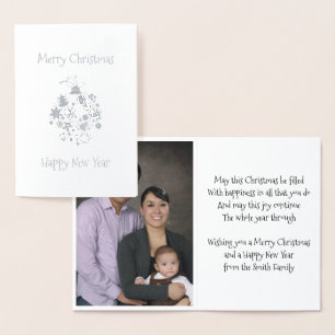 Gold Foil Retro Christmas Ornament Greeting Card