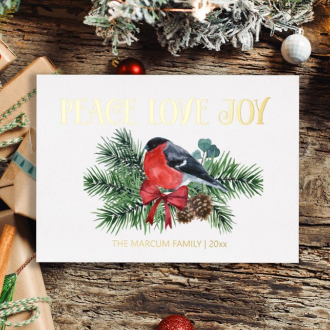 Gold Foil Robin Bird Peace Love Joy Christmas (Creator Uploaded)