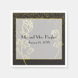 Gold foil Rose flower watermark themed wedding Napkin