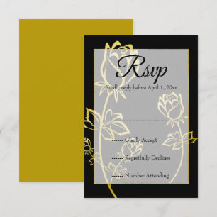 Gold foil Rose watermark themed wedding  RSVP Card