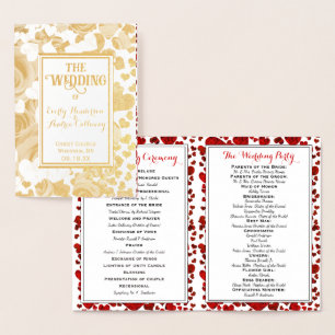 Gold Foil Roses and Heart Wedding Card