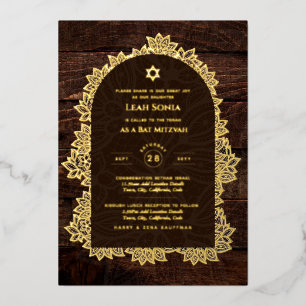 GOLD FOIL Rustic Lace Bat Mitzvah