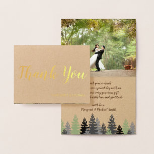 Gold Foil Rustic Pine Thank You Card