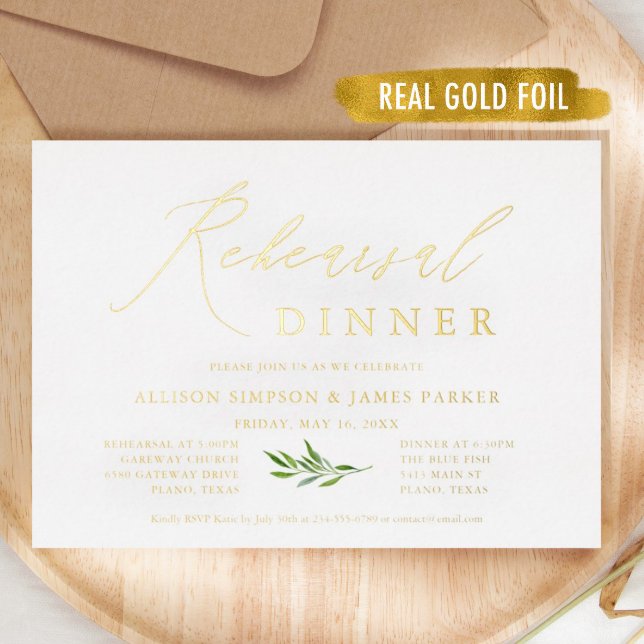 Gold Foil Rustic Rehearsal Dinner  (Creator Uploaded)