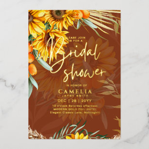 GOLD FOIL Rustic Sunflowers BRIDAL SHOWER QR Code