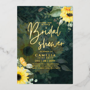 GOLD FOIL Rustic Sunflowers BRIDAL SHOWER QR Code 