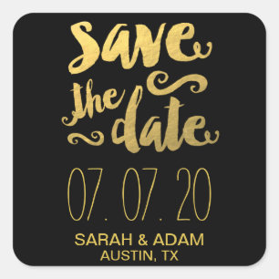 Gold Foil Save Our Date   Save the Date Sticker
