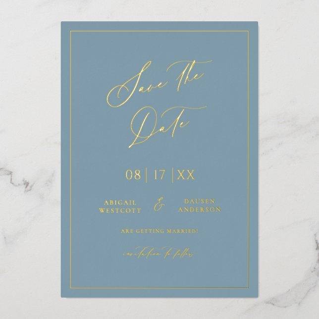 Gold Foil Save the Date Modern Invitation Card (Front)