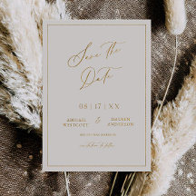 Gold Foil Save the Date Modern Invitation Card