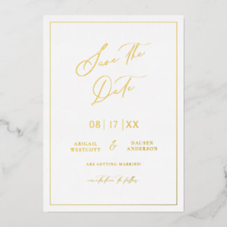 Gold Foil Save the Date Modern Invitation Card