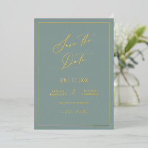 Gold Foil Save the Date Modern Invitation Card